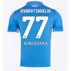 SSC Napoli Khvicha Kvaratskhelia #77 Hemmatröja 2024-25 Korta ärmar